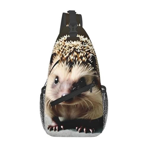 YYHWHJDE Cross Chest Bag Diagonal - Hochwertige, langlebige und geräumige Umhängetasche für Damen und Herren, niedliches Igelbild, Schwarz, Einheitsgröße, Schwarz , Einheitsgröße YYHWHJDE Cross Chest Bag Diagonal - Hochwertige, langlebige und geräumige Umhängetasche für Damen und Herren, niedliches Igelbild, Schwarz, Einheitsgröße, Schwarz , Einheitsgröße von YYHWHJDE