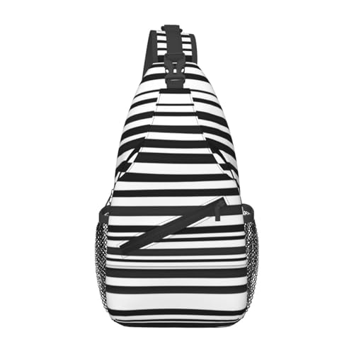 YYHWHJDE Cross Chest Bag Diagonal - Hochwertige, langlebige und geräumige Umhängetasche für Damen und Herren, schwarz-weißes Streifenmuster, Schwarz, Einheitsgröße, Schwarz , Einheitsgröße YYHWHJDE Cross Chest Bag Diagonal - Hochwertige, langlebige und geräumige Umhängetasche für Damen und Herren, schwarz-weißes Streifenmuster, Schwarz, Einheitsgröße, Schwarz , Einheitsgröße von YYHWHJDE