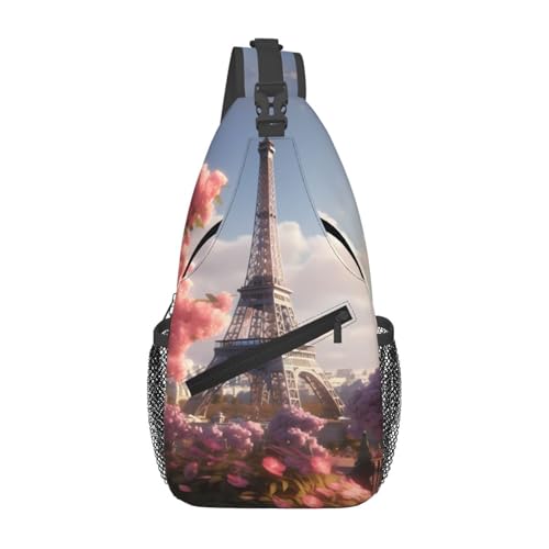 YYHWHJDE Cross Chest Bag Diagonal - Hochwertige, langlebige und geräumige Umhängetasche für Damen und Herren Blume Paris Eiffelturm-Drucke, Schwarz, Einheitsgröße, Schwarz , Einheitsgröße YYHWHJDE Cross Chest Bag Diagonal - Hochwertige, langlebige und geräumige Umhängetasche für Damen und Herren Blume Paris Eiffelturm-Drucke, Schwarz, Einheitsgröße, Schwarz , Einheitsgröße von YYHWHJDE