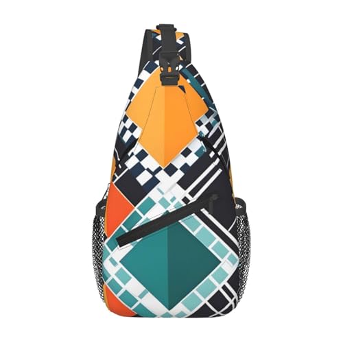 YYHWHJDE Cross Chest Bag Diagonal - Hochwertige, langlebige und geräumige Umhängetasche für Damen und Herren Kariertes Rautenmuster Bild, Schwarz, Einheitsgröße, Schwarz , Einheitsgröße von YYHWHJDE