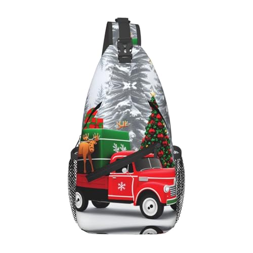 YYHWHJDE Cross Chest Bag Diagonal - Hochwertige, langlebige und geräumige Umhängetasche für Damen und Herren Weihnachten Truck und Elch Muster, Schwarz, Einheitsgröße, Schwarz , Einheitsgröße von YYHWHJDE