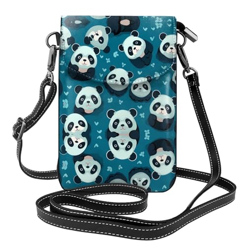 YYHWHJDE Cute Little Panda Picture Damen Handy mit Leder Vorhaut Crossbody Flip Cover Kleiner Verstellbarer Schultergurt von YYHWHJDE