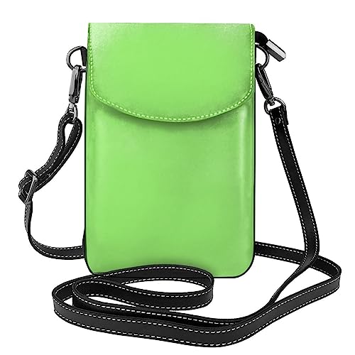 YYHWHJDE Einfarbiges hellgrünes Bild für Damen Handy mit Ledervorhaut, Crossbody-Klapphülle, kleiner, verstellbarer Schultergurt von YYHWHJDE