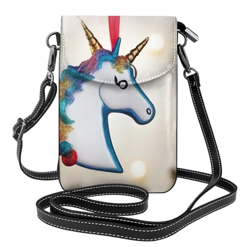 YYHWHJDE Einhorn Kopf Skulptur Bild Damen Handy mit Leder Vorhaut Crossbody Flip Cover Kleiner Verstellbarer Schultergurt von YYHWHJDE