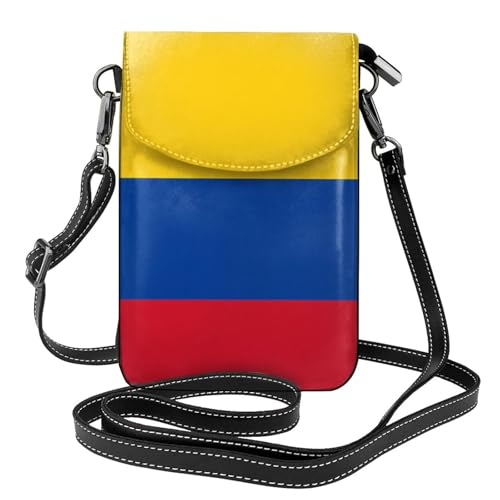 YYHWHJDE Flag of Colombia Picture Damen Handy mit Leder Vorhaut Crossbody Flip Cover Kleiner Verstellbarer Schultergurt von YYHWHJDE