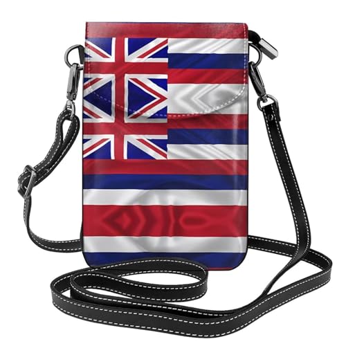 YYHWHJDE Flag of Hawaii American Picture Damen Handy mit Leder Vorhaut Crossbody Flip Cover Kleiner Verstellbarer Schultergurt von YYHWHJDE