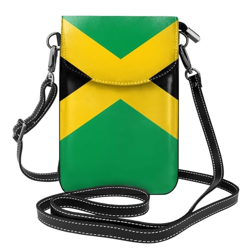 YYHWHJDE Flag of Jamaica Picture Damen Handy mit Leder Vorhaut Crossbody Flip Cover Kleiner Verstellbarer Schultergurt von YYHWHJDE
