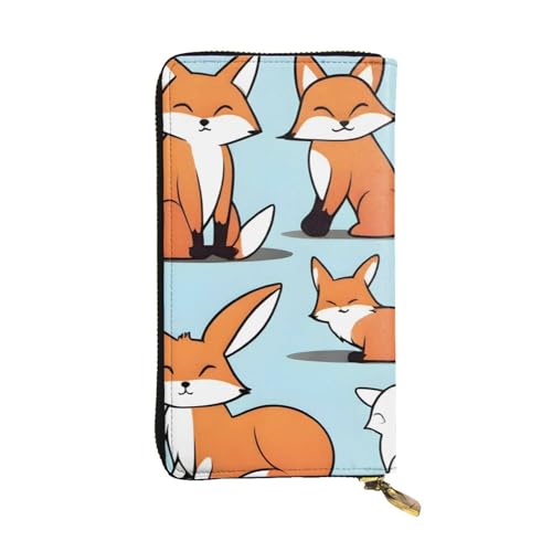 YYHWHJDE Fox in Different Poses Printed Quality Leather Long Clutch Wallet Designed for Fashion Girls and Women Stylish 19.0 cm x 10.5 cm, Schwarz , Einheitsgröße von YYHWHJDE