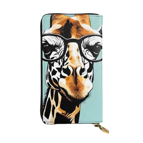 YYHWHJDE Giraffe mit Brille, bedruckt, hochwertiges Leder, lange Clutch-Geldbörse, entworfen für modische Mädchen und Frauen, stilvoll, 19 x 10,5 cm, Schwarz , Einheitsgröße YYHWHJDE Giraffe mit Brille, bedruckt, hochwertiges Leder, lange Clutch-Geldbörse, entworfen für modische Mädchen und Frauen, stilvoll, 19 x 10,5 cm, Schwarz , Einheitsgröße von YYHWHJDE