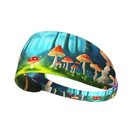 YYHWHJDE Glowing Mushroom Picture Sports Headband for Women Sweat Proof Bandeau Summer Elastic Band von YYHWHJDE