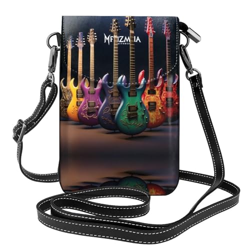 YYHWHJDE Guitars Picture Damen Handy mit Leder Vorhaut Crossbody Flip Cover Kleiner Verstellbarer Schultergurt von YYHWHJDE