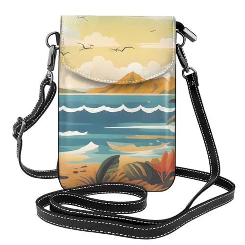 YYHWHJDE Hawaiianische Sprüche Bild Damen Handy mit Leder Vorhaut Crossbody Flip Cover Kleiner Verstellbarer Schultergurt von YYHWHJDE