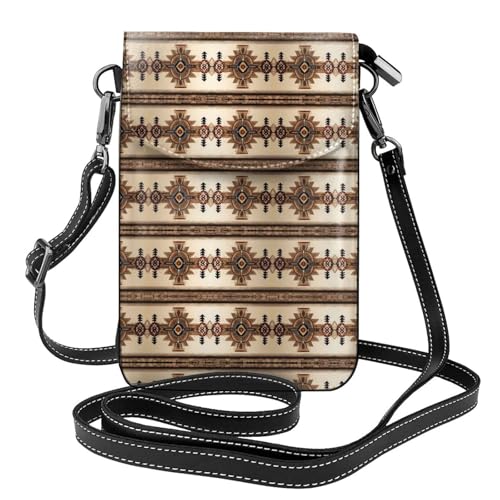 YYHWHJDE Indianer Malerei Bild Damen Handy mit Leder Vorhaut Crossbody Flip Cover Kleiner Verstellbarer Schultergurt von YYHWHJDE