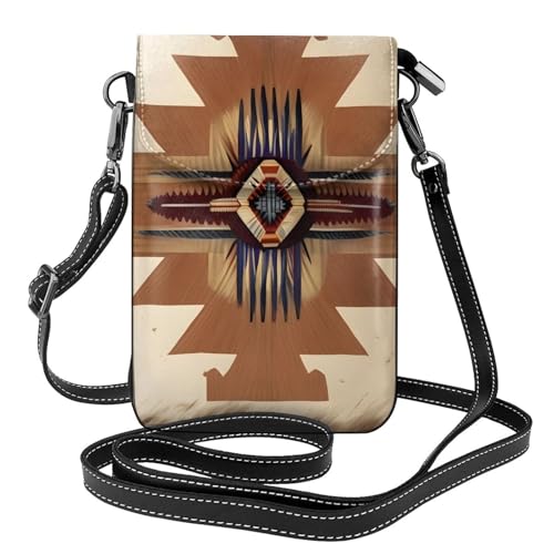 YYHWHJDE Indianer Muster Bild Damen Handy mit Leder Vorhaut Crossbody Flip Cover Kleiner Verstellbarer Schultergurt von YYHWHJDE