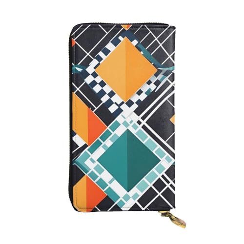 YYHWHJDE Kariertes Rautenmuster, hochwertiges Leder, lange Clutch-Geldbörse, entworfen für modische Mädchen und Frauen, stilvoll, 19 x 10,5 cm, Schwarz , Einheitsgröße von YYHWHJDE