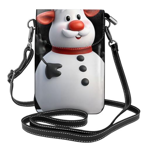 YYHWHJDE Kleine Handy-Geldbörse, 19,3 x 12,4 cm, Schneemann-Muster, Leder, Crossbody-Klappe, Handytasche für Damen, perfekt für Spaziergänge, Camping von YYHWHJDE