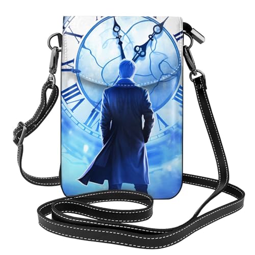YYHWHJDE Kleine Handy-Geldbörse, 19,3 x 12,4 cm, Sci-Fi-Uhr-Muster, Leder, Crossbody-Klappe, Handytasche für Damen, perfekt für Spaziergänge, Camping von YYHWHJDE