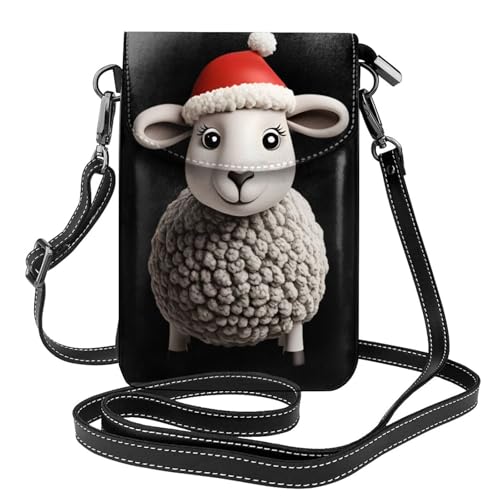 YYHWHJDE Kleine Handy-Geldbörse, 19,3 x 12,4 cm, Weihnachten, graues kleines Schaf-Muster, Leder, Crossbody-Klappe, Handytasche für Damen, perfekt zum Wandern, Camping von YYHWHJDE