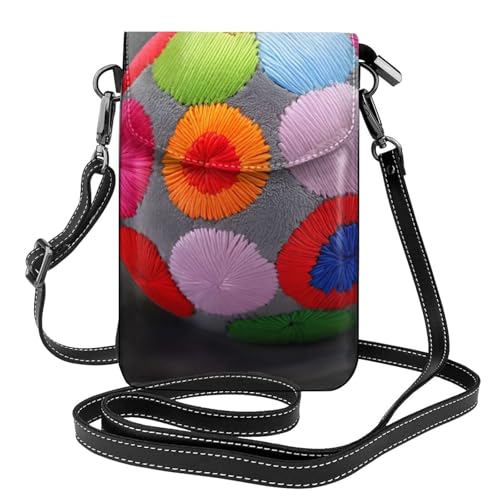 YYHWHJDE Kleine Handy-Geldbörse, 19,3 x 12,4 cm, handgefertigt, buntes Hortensien-Muster, Leder, Crossbody-Klappe, Handytasche für Damen, perfekt für Spaziergänge, Camping von YYHWHJDE