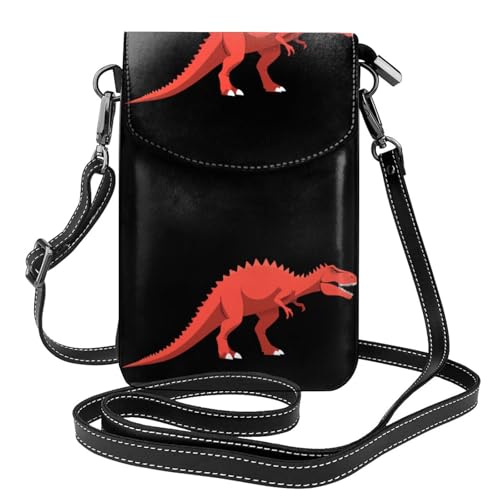 YYHWHJDE Kleine Handy-Geldbörse, 19,3 x 12,4 cm, roter bösartiger Dinosaurier-Bild, Leder, Crossbody-Klappe, Handytasche für Damen, perfekt zum Wandern, Camping von YYHWHJDE