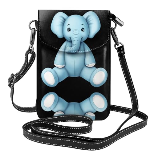 YYHWHJDE Kleine Handy-Geldbörse aus Leder, 19,3 x 12,4 cm, Plüsch-Elefanten-Puppen-Muster, für Wandern, Camping, Einkaufen, Reisen und Outdoor von YYHWHJDE
