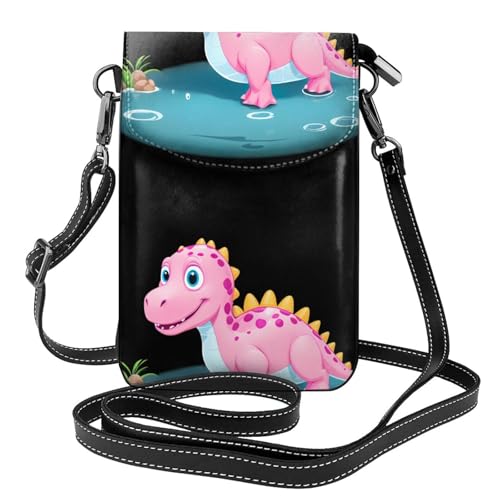 YYHWHJDE Kleine Handy-Geldbörse aus Leder, 19,3 x 12,4 cm, schwimmendes Dinosaurier-Muster, für Wandern, Camping, Einkaufen, Reisen und den Außenbereich von YYHWHJDE