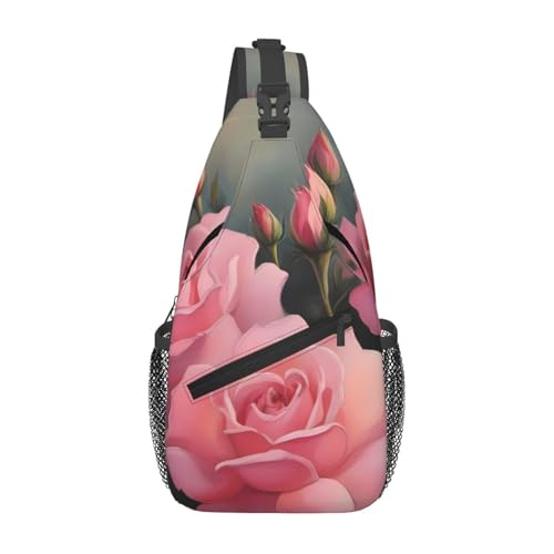 YYHWHJDE Kreuz-Brusttasche, diagonal – hochwertige, langlebige und geräumige Umhängetasche für Damen und Herren, Motiv: blühende rosa Rosen, Schwarz, Einheitsgröße, Schwarz , Einheitsgröße YYHWHJDE Kreuz-Brusttasche, diagonal – hochwertige, langlebige und geräumige Umhängetasche für Damen und Herren, Motiv: blühende rosa Rosen, Schwarz, Einheitsgröße, Schwarz , Einheitsgröße von YYHWHJDE