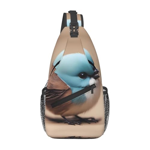 YYHWHJDE Kreuz-Brusttasche diagonal – hochwertige, langlebige und geräumige Umhängetasche für Damen und Herren, niedlicher kleiner Vogeldruck, Schwarz, Einheitsgröße, Schwarz , Einheitsgröße von YYHWHJDE