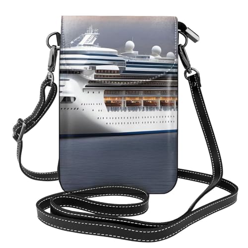 YYHWHJDE Kreuzfahrtschiff Bild Damen Handy mit Leder Vorhaut Crossbody Flip Cover Kleiner Verstellbarer Schultergurt von YYHWHJDE