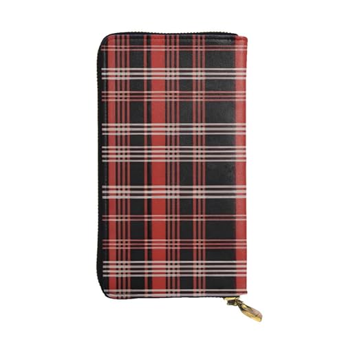 YYHWHJDE Lange Clutch-Geldbörse aus Leder, kariert, rot und schwarz, entworfen für modische Mädchen und Frauen, stilvoll und personalisierbar, 19 x 10,5 cm, Schwarz, Einheitsgröße, Schwarz , von YYHWHJDE