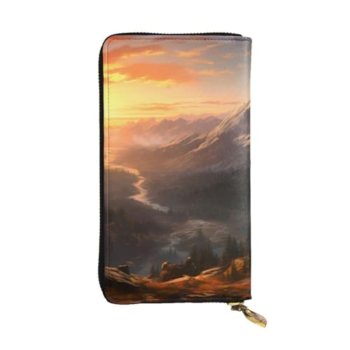 YYHWHJDE Lange Clutch-Geldbörse aus bedrucktem Leder, Motiv: Mountain Sunrise, entworfen für modische Mädchen und Frauen, stilvoll und personalisiert, 19 x 10,5 cm, Schwarz, Einheitsgröße, Schwarz , YYHWHJDE Lange Clutch-Geldbörse aus bedrucktem Leder, Motiv: Mountain Sunrise, entworfen für modische Mädchen und Frauen, stilvoll und personalisiert, 19 x 10,5 cm, Schwarz, Einheitsgröße, Schwarz , von YYHWHJDE