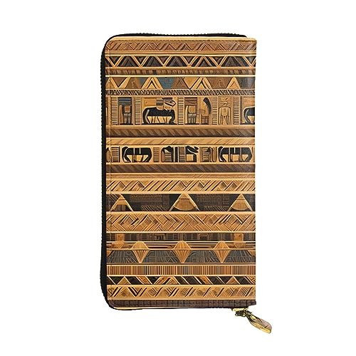 YYHWHJDE Lange Clutch-Geldbörse aus hochwertigem Leder, Motiv: Ägyptische Fresken, entworfen für modische Mädchen und Frauen, stilvoll, 19 x 10,5 cm, Schwarz , Einheitsgröße von YYHWHJDE