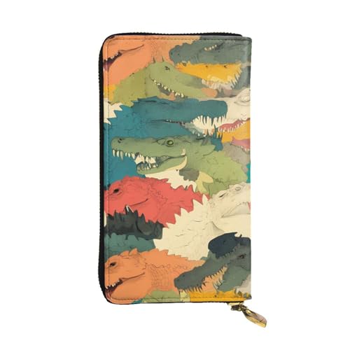 YYHWHJDE Lange Clutch-Geldbörse aus hochwertigem Leder mit Krokodilleder-Motiv, für modische Mädchen und Frauen, stilvoll, 19 x 10,5 cm, Schwarz , Einheitsgröße von YYHWHJDE