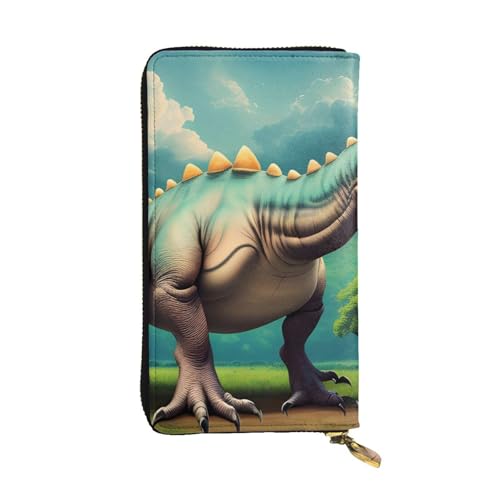 YYHWHJDE Lange Clutch aus Leder mit Dinosaurier-Muster, entworfen für modische Mädchen und Frauen, stilvoll und personalisiert, 19 x 10,5 cm, Schwarz, Einheitsgröße, Schwarz , Einheitsgröße von YYHWHJDE