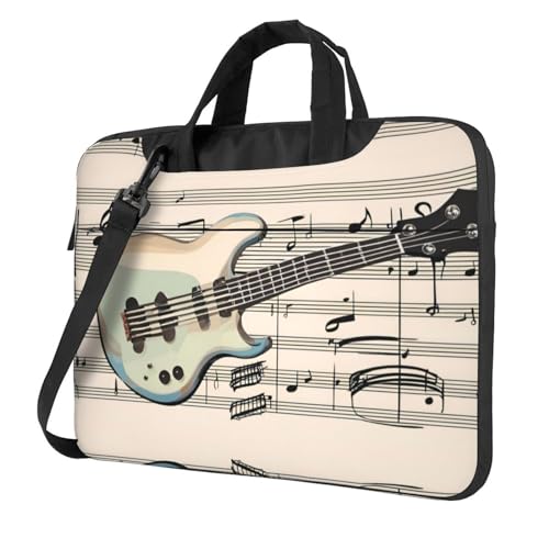 YYHWHJDE Laptoptasche für Gitarre, Bass, Musikinstrumente, modische und ultradünne Schultertasche, stoßfestes, weiches Futter, Schwarz, 13 inch von YYHWHJDE