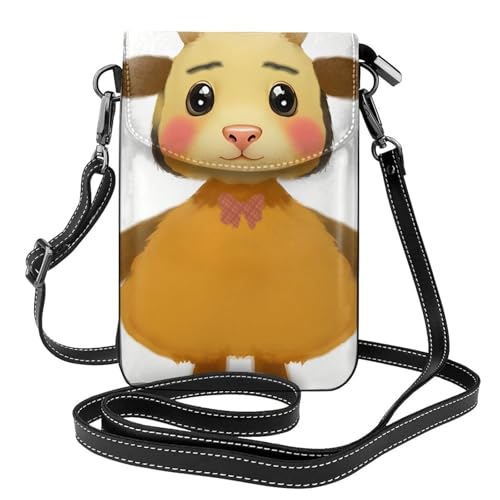 YYHWHJDE Niedliche Cartoon-Kuh Bild Damen Handy mit Leder Vorhaut Crossbody Flip Cover Kleiner Verstellbarer Schultergurt von YYHWHJDE
