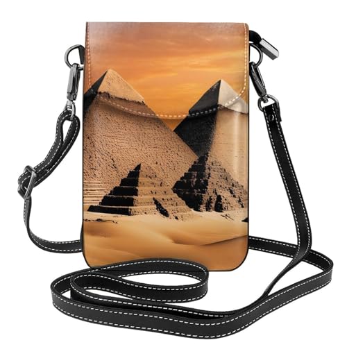 YYHWHJDE Pyramids of Egypt Picture Damen Handy mit Leder Vorhaut Crossbody Flip Cover Kleiner Verstellbarer Schultergurt von YYHWHJDE