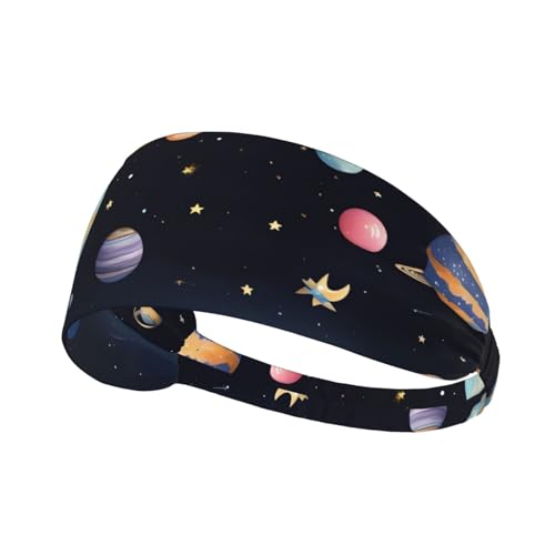 YYHWHJDE Saturn Jupiter Earth Picture Sport Stirnband für Damen, schweißfestes Bandeau-Sommer-Gummiband von YYHWHJDE