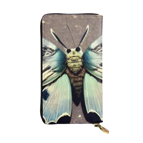 YYHWHJDE Schöne Geldbörse aus Leder mit Mottenbild, lang, Clutch, entworfen für modische Mädchen und Frauen, stilvoll, 19 x 10,5 cm, Schwarz , Einheitsgröße von YYHWHJDE