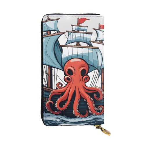 YYHWHJDE Segel-Piraten-Oktopus-Druck, hochwertiges Leder, lange Clutch-Geldbörse, entworfen für modische Mädchen und Frauen, stilvoll, 19 x 10,5 cm, Schwarz , Einheitsgröße YYHWHJDE Segel-Piraten-Oktopus-Druck, hochwertiges Leder, lange Clutch-Geldbörse, entworfen für modische Mädchen und Frauen, stilvoll, 19 x 10,5 cm, Schwarz , Einheitsgröße von YYHWHJDE