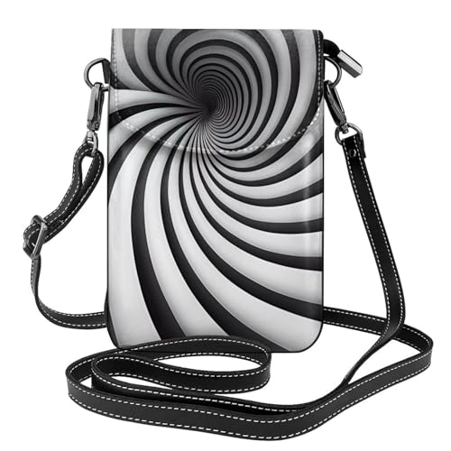 YYHWHJDE Spiral Optical Illusion GIF Picture Damen Handy mit Leder Vorhaut Crossbody Flip Cover Kleiner Verstellbarer Schultergurt von YYHWHJDE
