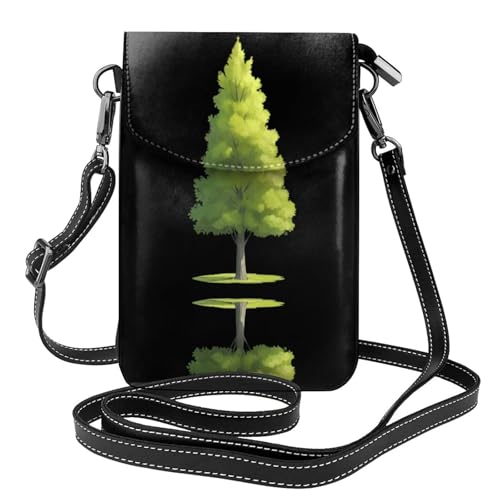 YYHWHJDE Tall Pappel Baum Bild Damen Handy mit Leder Vorhaut Crossbody Flip Cover Kleiner Verstellbarer Schultergurt von YYHWHJDE