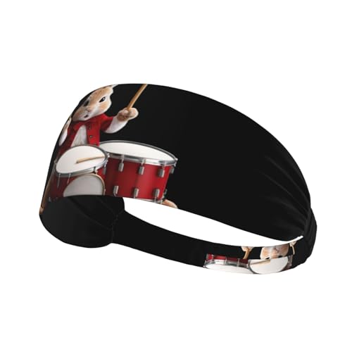 YYHWHJDE The Little Rabbit Playing Drums Picture Sports Headband for Women Sweat Proof Bandeau Summer Elastic Band YYHWHJDE The Little Rabbit Playing Drums Picture Sports Headband for Women Sweat Proof Bandeau Summer Elastic Band von YYHWHJDE