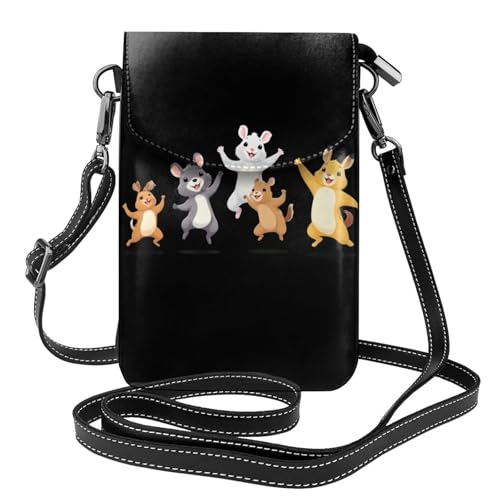 YYHWHJDE The animals are dancing to celebrate Picture Damen Handy mit Leder Vorhaut Crossbody Flip Cover Kleiner verstellbarer Schultergurt von YYHWHJDE