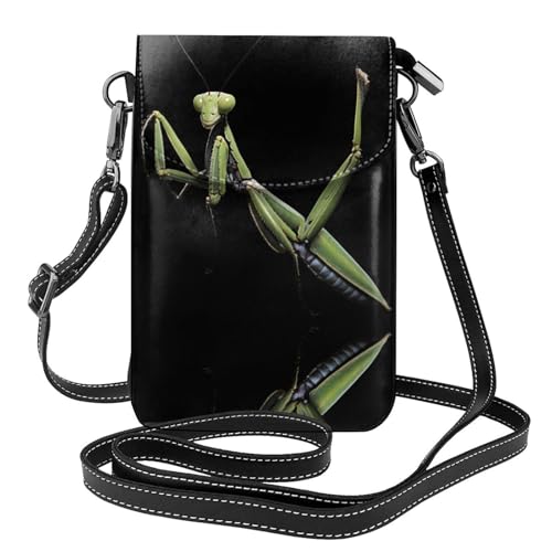 YYHWHJDE The brave mantis Picture Damen Handy mit Leder Vorhaut Crossbody Flip Cover Kleiner Verstellbarer Schultergurt von YYHWHJDE