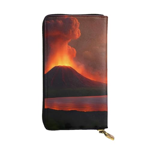 YYHWHJDE The erupting Kilauea Vulcano Printing Leather long clutch wallet Designed for fashion girls and women stylish and personalized 19.0 x 10.5 cm, Black, One Size, Schwarz , Einheitsgröße von YYHWHJDE
