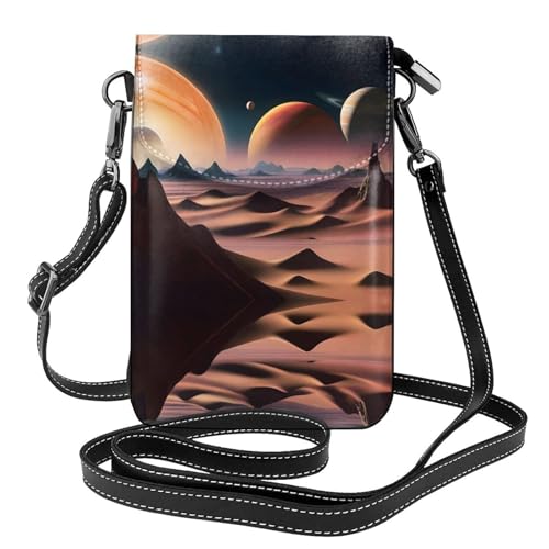 YYHWHJDE Unbekannt Planet Picture Damen Handy mit Leder Vorhaut Crossbody Flip Cover Kleiner Verstellbarer Schultergurt von YYHWHJDE