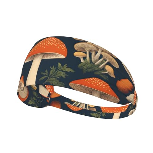 YYHWHJDE Vintage essbare Pilze Bild Sport Stirnband für Frauen schweißfest Bandeau Sommer Gummiband von YYHWHJDE