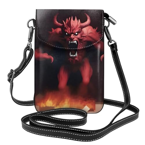 YYHWHJDE Wall Breaking Demon Picture Damen Handy mit Leder Vorhaut Crossbody Flip Cover Kleiner Verstellbarer Schultergurt von YYHWHJDE