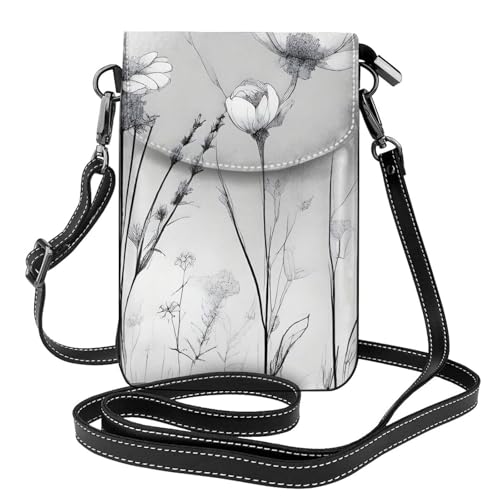 YYHWHJDE Weeds Picture Damen Handy mit Leder Vorhaut Crossbody Flip Cover Kleiner Verstellbarer Schultergurt von YYHWHJDE